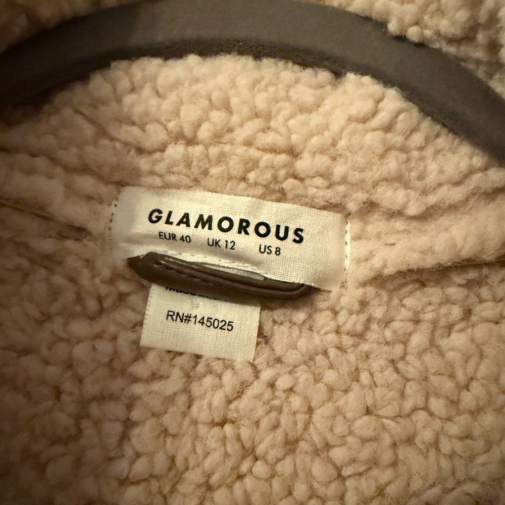 Glamorous Faux Shearling Leather Coat GUC - Picture 3 of 8